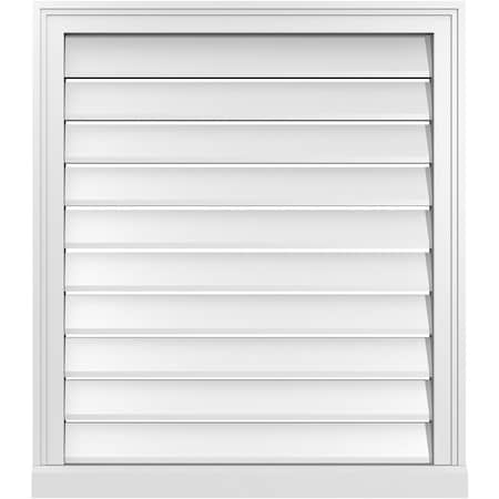 Ekena Millwork Vertical Surface Mount PVC Gable Vent: Functional, w/ 2"W x 2"P Brickmould Sill Frame, 28"W x 32"H GVPVE28X3203SF